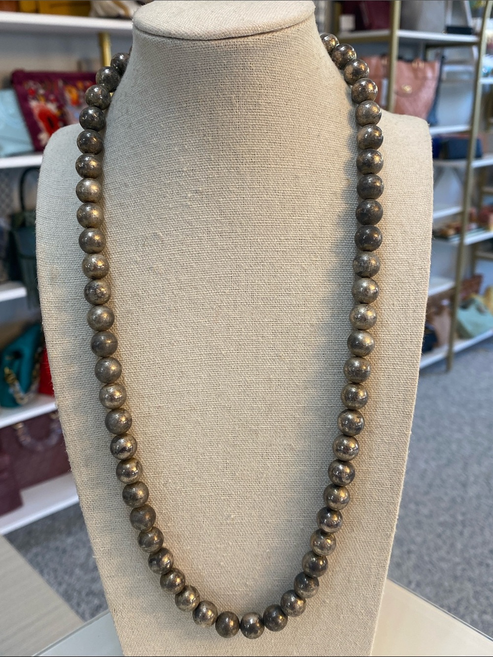 Silver tone ball necklace